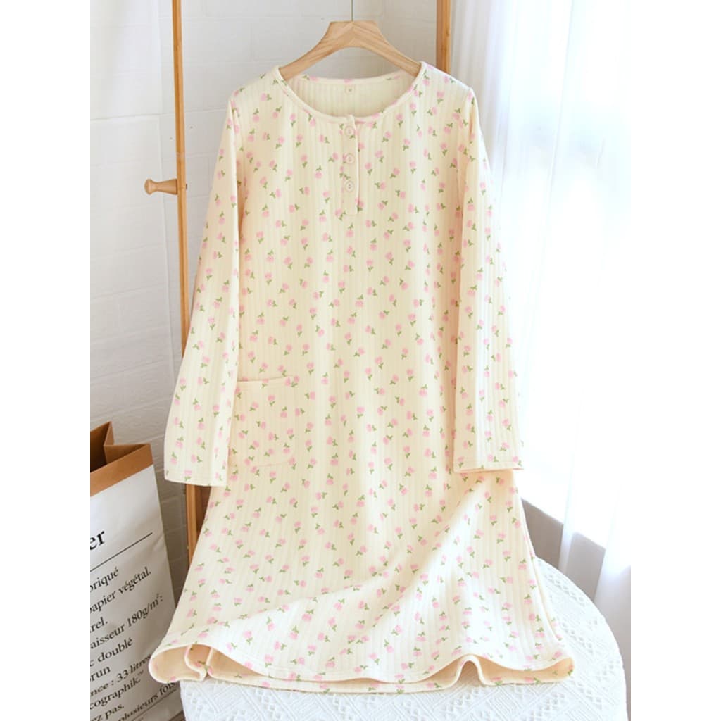 Camisola de algodão puro feminina outono inverno ar algodão três camadas acolchoado longo pulôver solto tamanho grande c