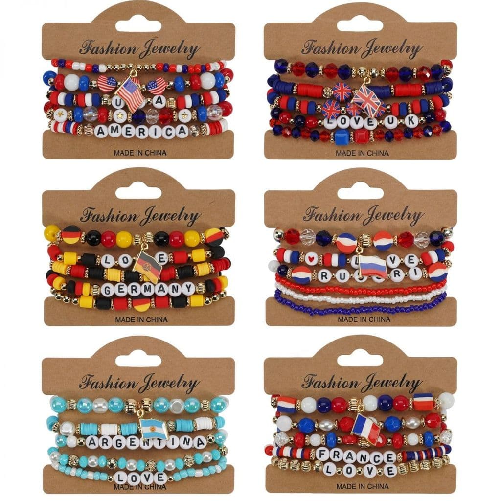 2026 pulseira masculina feminina All-Match americano Argentina alemanha Union Jack bandeira elementos pulseira frisada
