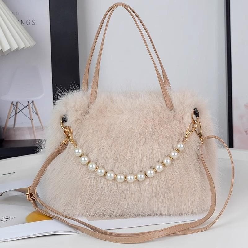 Bolsa peluda moda pérola peluda pequena bolsa quadrada primavera verão textura bolsa mensageiro feminina