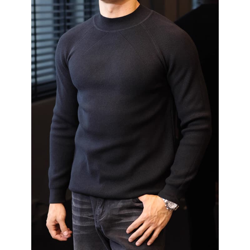 American Tough Guy Suéter de malha justo masculino outono inverno meia gola alta quente Slim fit