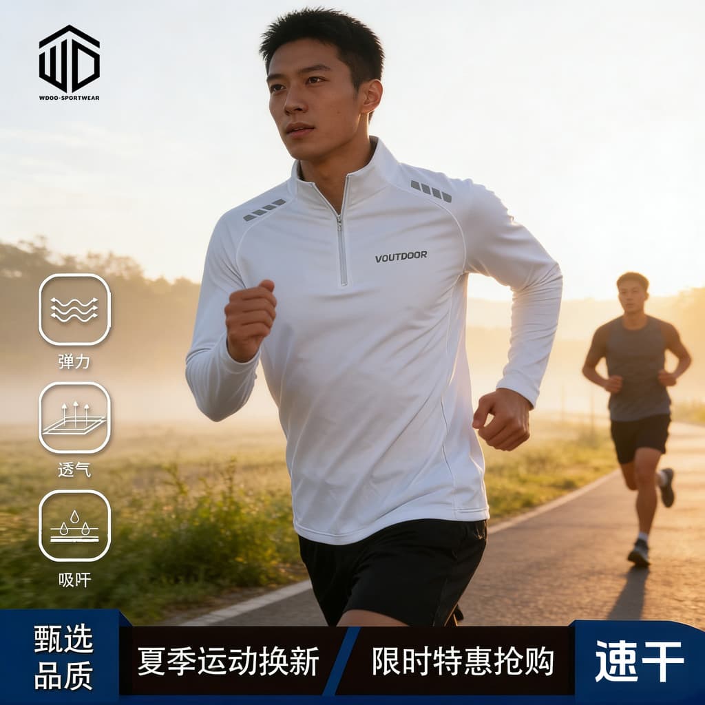 VDOUT Primavera Verão Esportes Ao Ar Livre Meio Zíper de Secagem Rápida Camiseta de Manga Comprida Homens Mulheres Faixa