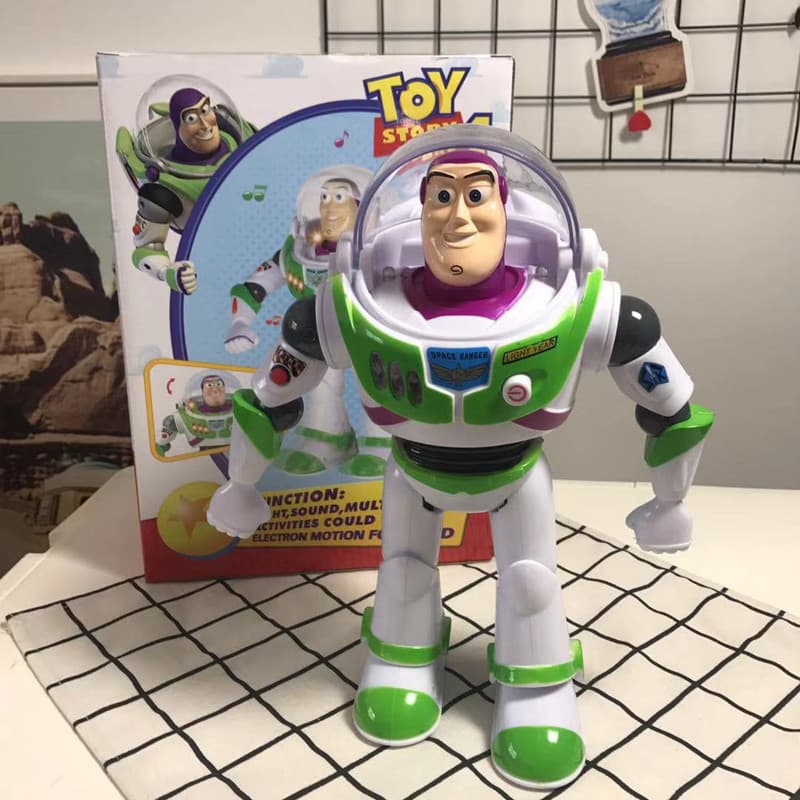28cm Toy Story 4 Juguete Woody Buzz Lightyear Música/Luz Com Asas Figuras De Ação PVC Brinquedos Modelo Boneca Presentes
