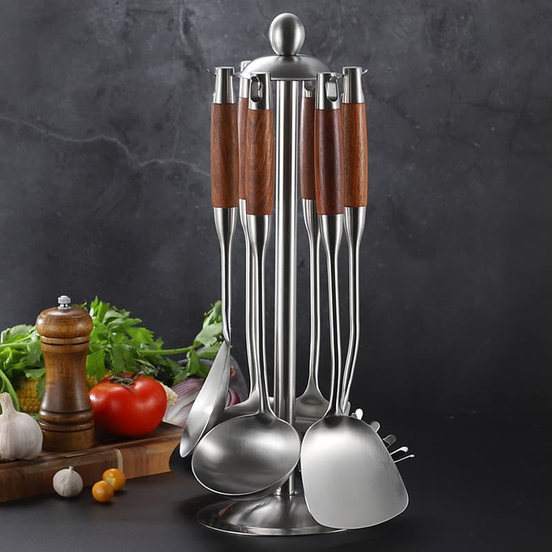 Conjunto de utensílios de cozinha Colher Espátula Conjunto de 7 peças Espátula de cabo de jacarandá genuíno Colher de so