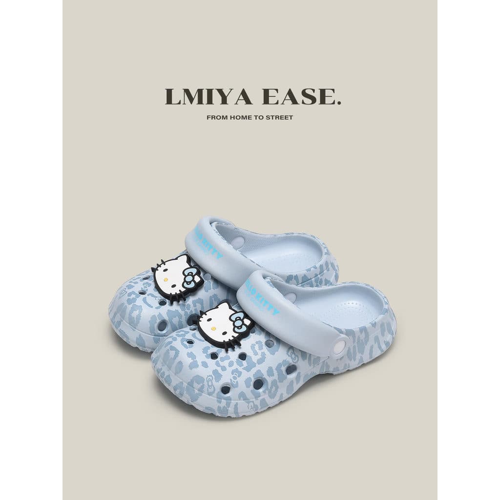 Leopardo impressão HelloKitty sandálias de sola grossa aumentando chinelos femininos verão exterior Wear 2026 novo estil