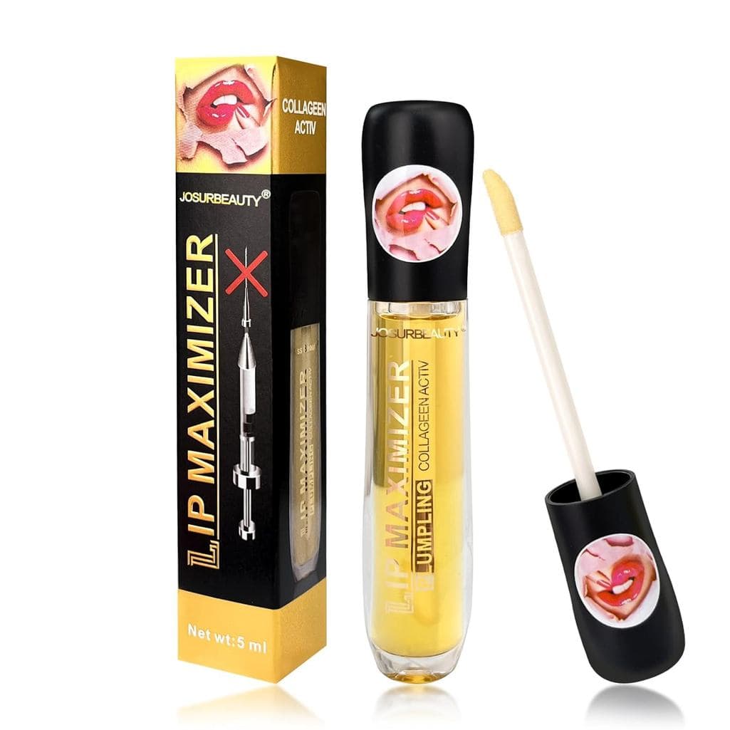 Gloss labial volumizador extremo de dupla ação - óleo labial hidratante e máscara labial para lábios volumosos e suaves,