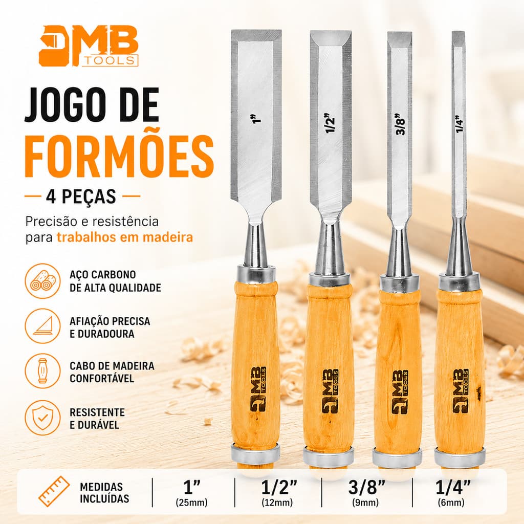 Kit Jogo Formão Entalhar Esculpir Entalhador Entalhe Madeira Carpintaria Marcenaria