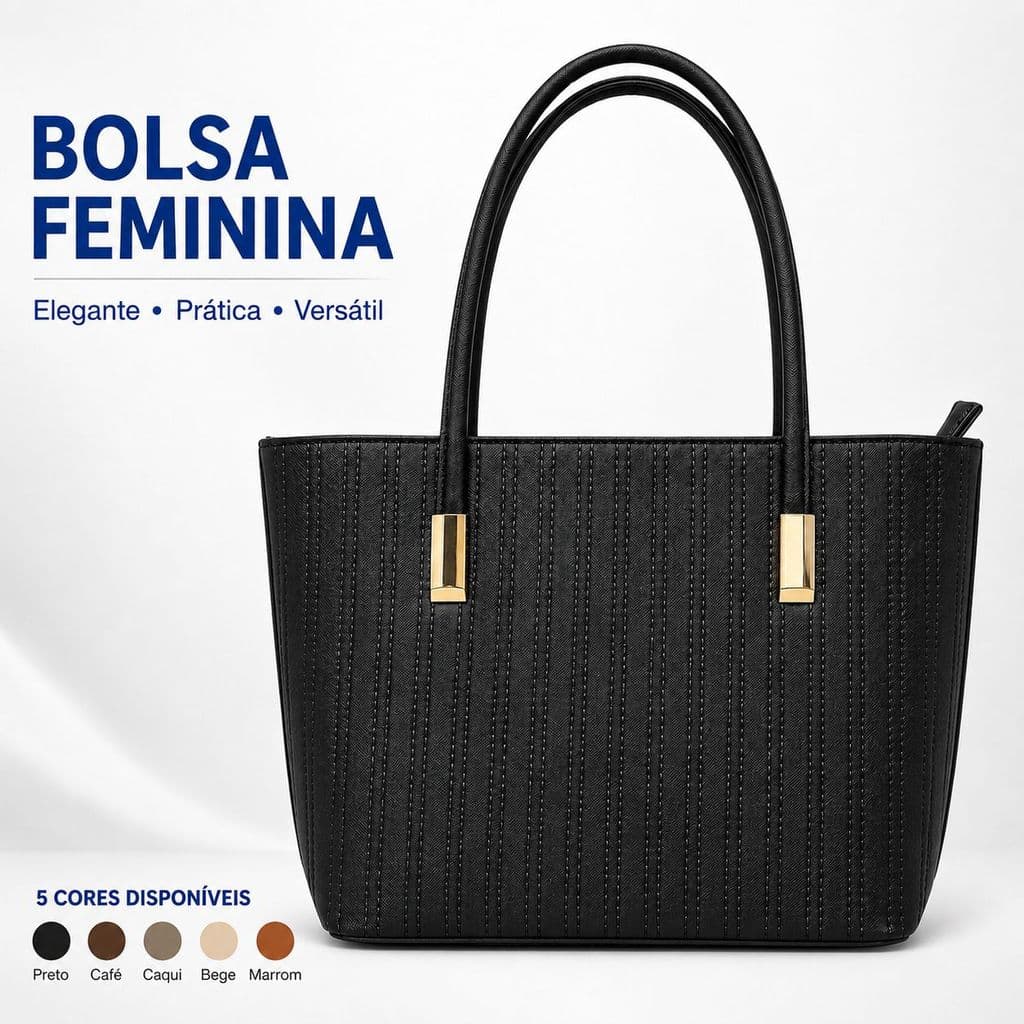Bolsa Feminina Com Zíper Compartimentos Internos Elegante Bella Paula