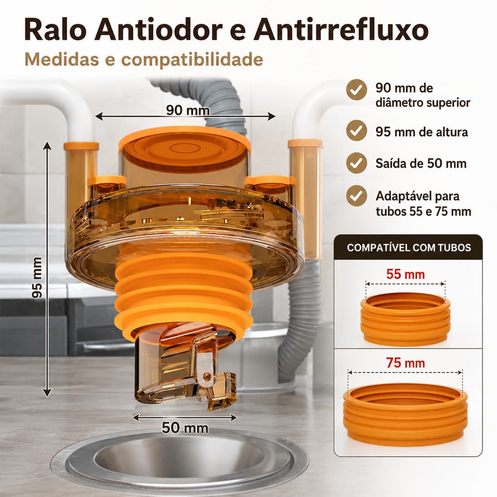 Anel de Vedação de Silicone para Esgoto Universal para Pia Ralo Máquina de Lavar Cozinha Banheiro Anti Odor Durável