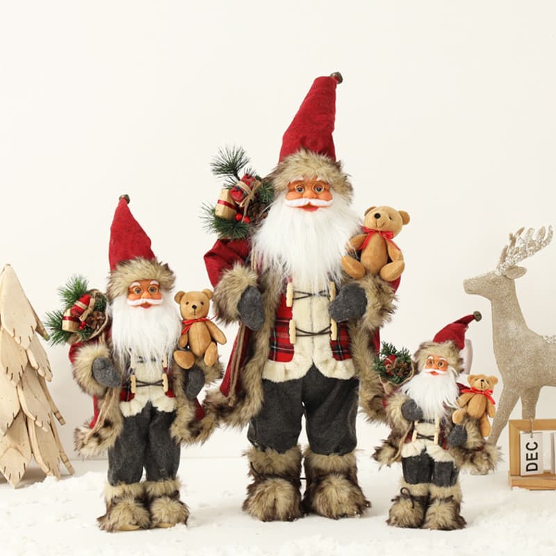 25 novos produtos transfronteiriços decoração de natal papai noel boneca abraço urso boneca de pelúcia decoração artesan