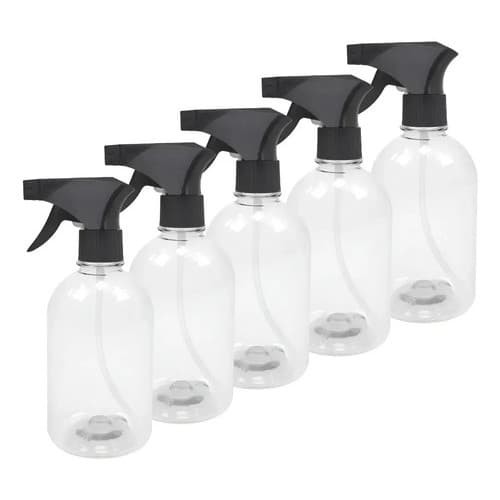 Kit 5 Frascos Borrifadores Pulverizadores Spray 500ml Preto