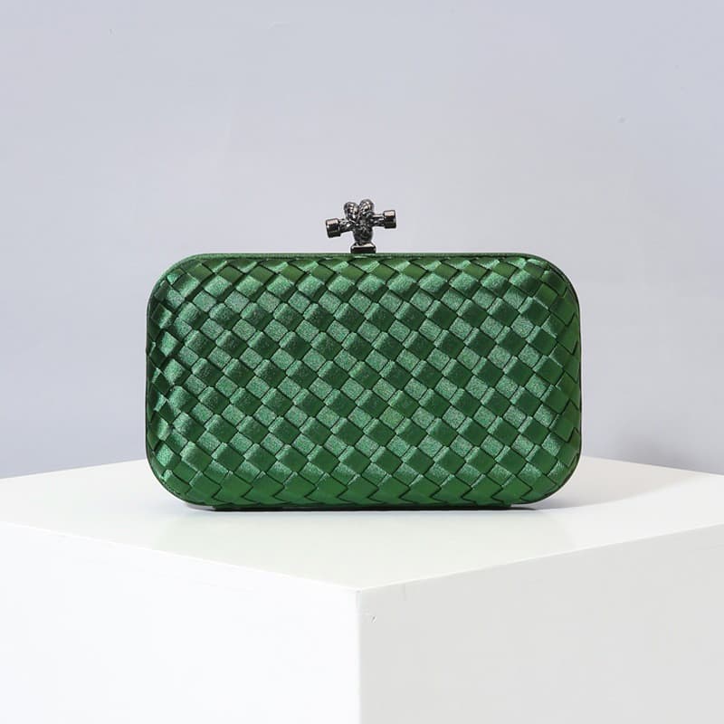 Bolsa Clutch Tecido Cetim Trançado De Festa Casamento Alça Corrente Transversal Carteira De Mão