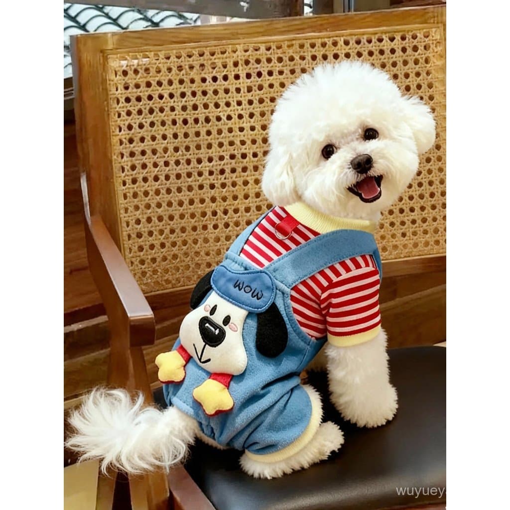 Roupas para cães bonito tridimensional dos desenhos animados macacão Teddy Bichon pequeno cão gato animal de estimação r