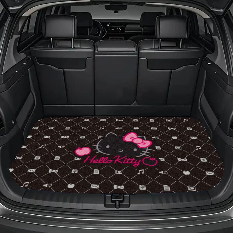 Tapete de porta-malas de carro com tema losango de luxo leve Hello Kitty, tapete de bagagem para exterior, adequado para