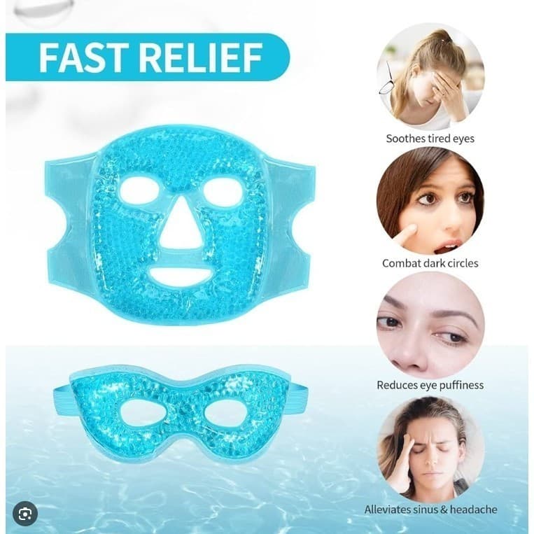 Máscara Facial Térmica Quente Fria Relaxante Em Veludo E Gel,compressa fria reutilizável