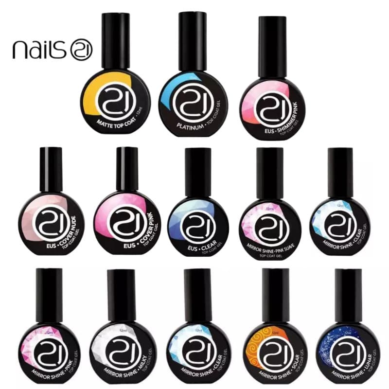Top Coat Platinum EUS Mirror Shine Nails 21 Extensão Alongamento Unha Gel Fibra Esmaltação Acrigel