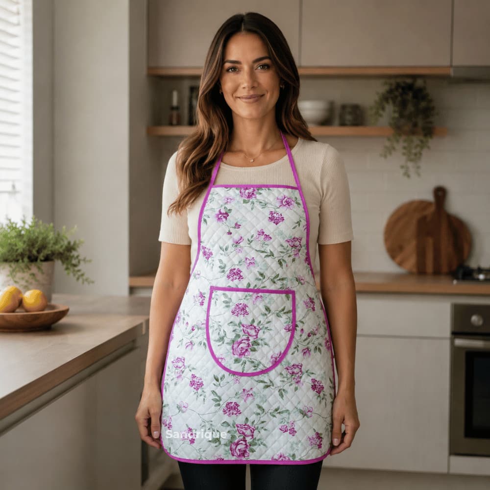 Avental Matelassê Feminino Cozinha Estampado Rosa