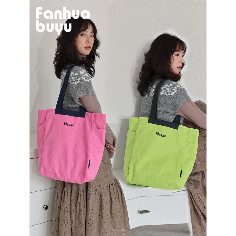 Fanhua Whisper Moda Simples Bolsa de Lona de Grande Capacidade Classe Feminina Commuter Estilo Coreano Bolsa de Ombro Es