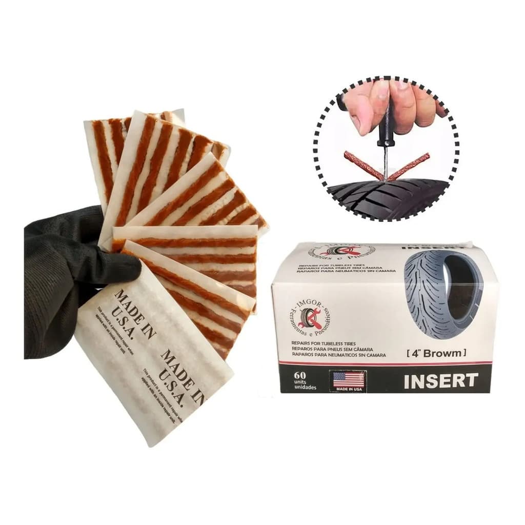 Refil Imgor Reparo Pneu S/ Câmara Macarrão Caixa Com 60 Reparos