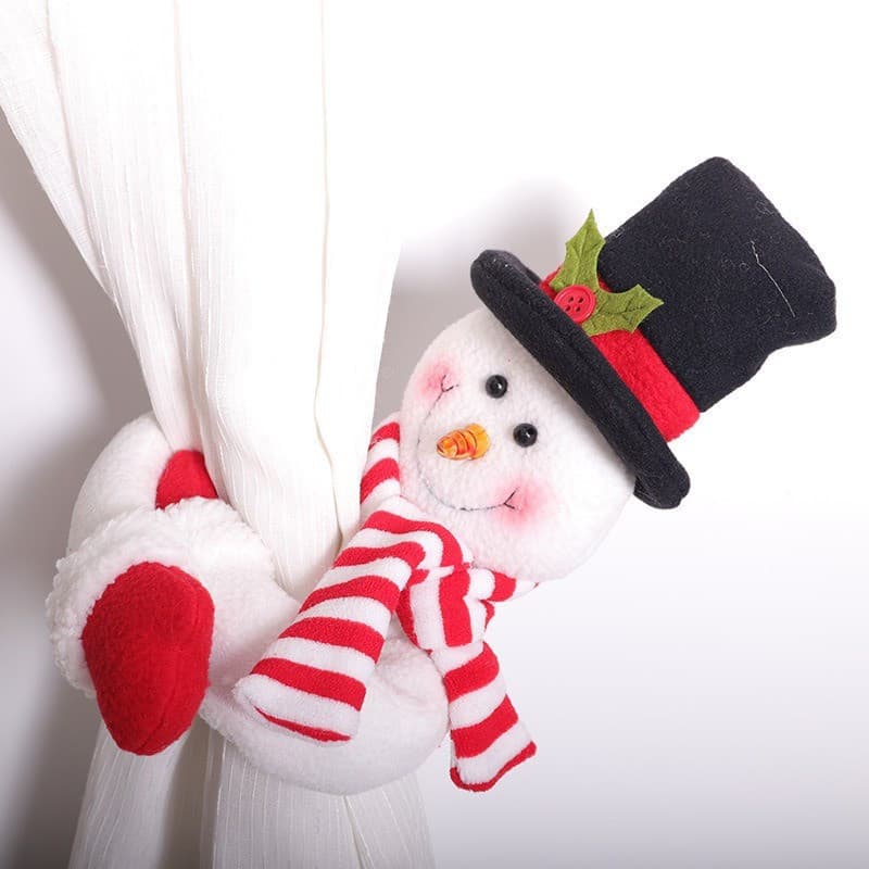 Novo papai noel decoração suprimentos brinquedos de pelúcia Velcro decoração cortinas natal boneco de neve cortina fivel