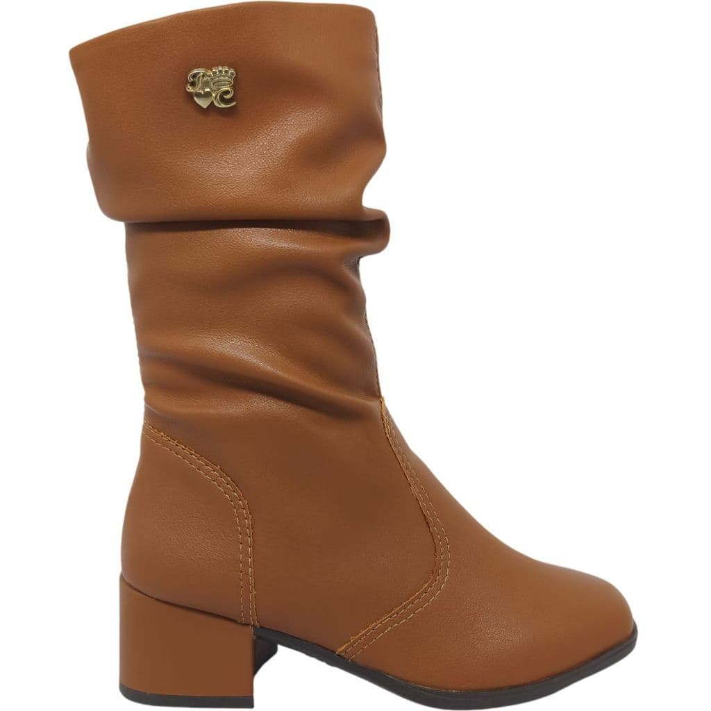 Bota Infantil Menina Casual Dia a Dia Passeio Escola Sitio Bico Quadrado Salto Médio Cano Médio Pink Cats V6383
