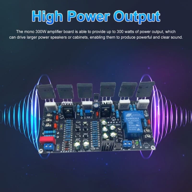 Amplificador de potência Bluetooth Mono 300W placa amplificadora de potência 1943 + 5200 placa amplificadora de potência