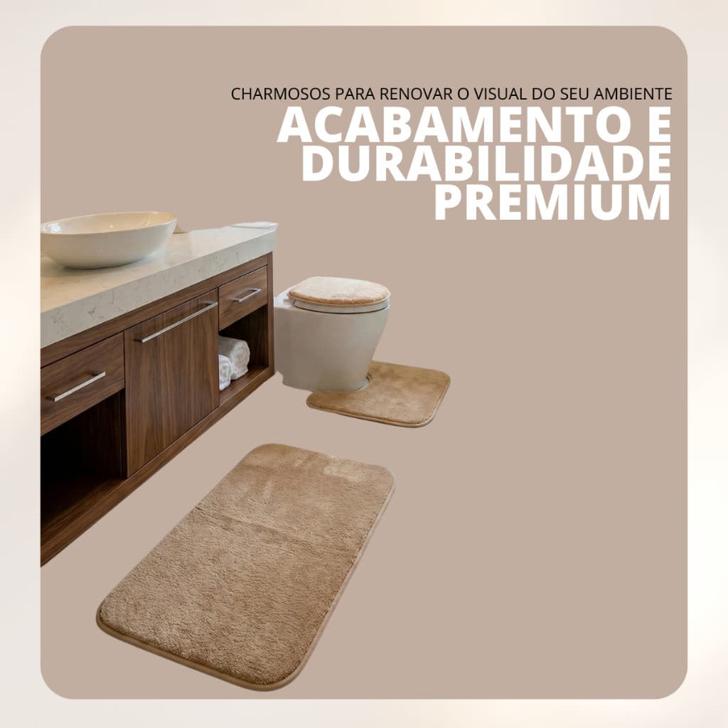Kit com até 3 Peças Tapete Banheiro Pelúcia Macio Antiderrapante Premium direto da fabrica