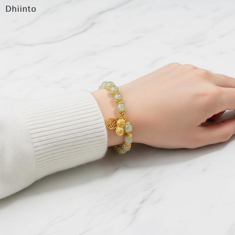 [Dhiint] 1 Peça Elegante Ins Nicho Design Pulseira De Amendoim Material Natural Joias Elegantes Da Moda Para Passeios Em