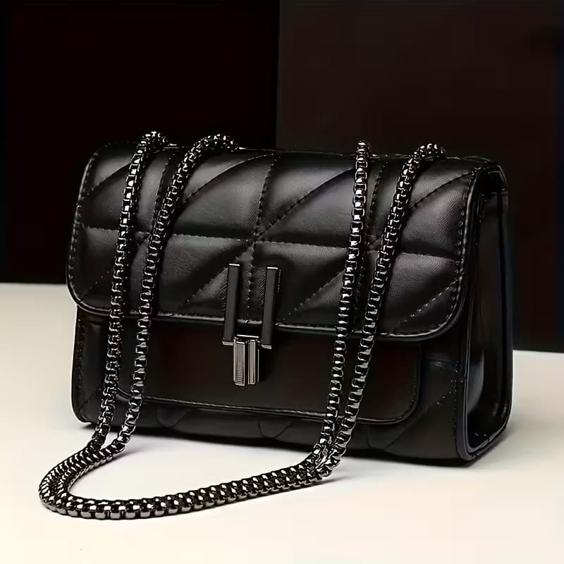 Bolsa de ombro elegante e versátil para mulheres com elegante bordado de corrente de diamante