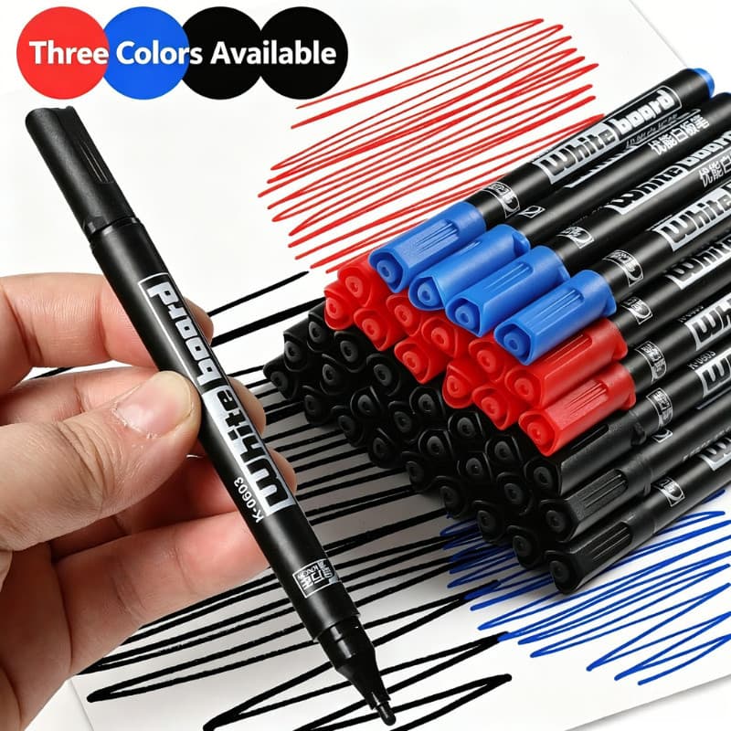 Caneta apagável para quadro branco de 1.0 mm, três cores opcionais, escrita suave, fácil de apagar, ensino de escritório