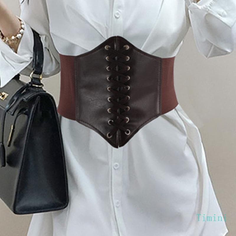 timini Feminino Couro Falso Underbust Espartilho Cinto Steampunk Vintage Bustier Criss Para Cruz Rendas Elástico Cincher