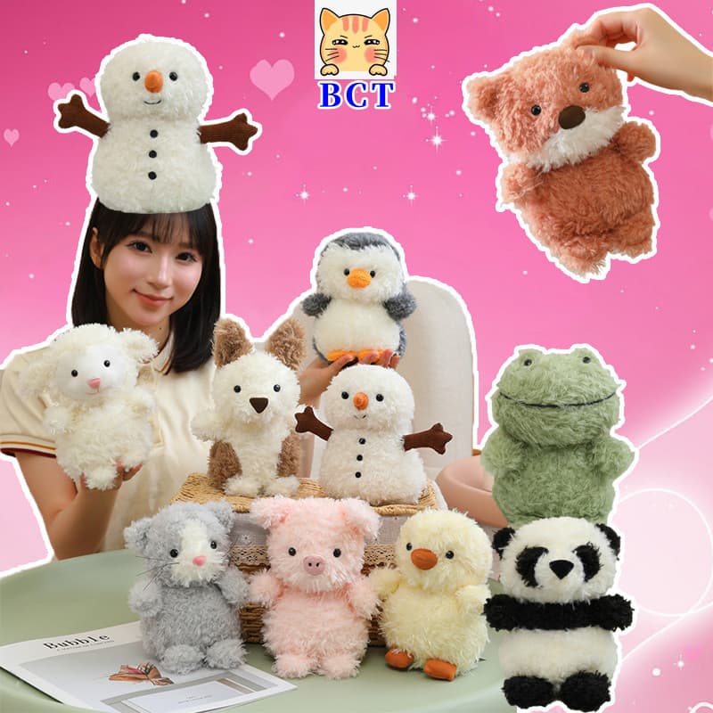 BCT ✨ Quente 17 Animais De Cabelo Encaracolado Brinquedos De Pelúcia Bonito Cobra Raposa Panda Urso Porco Sutffed Boneca