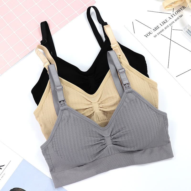 Sutiã de amamentação sem costura, roupa íntima para maternidade, pós-parto, fivela frontal, tipo ajustável, Push-up, sem