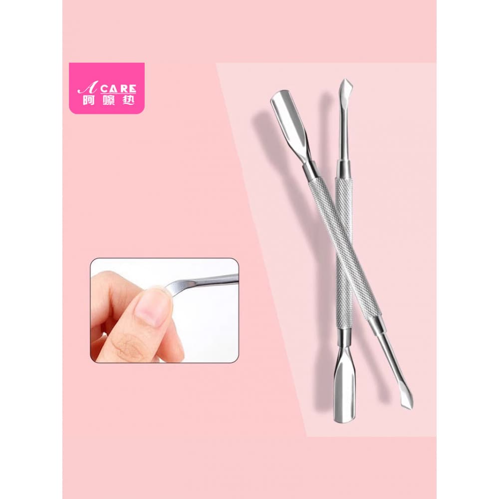 Pele morta push A1pq801-pá de aço inoxidável esfoliante borda farpa push garfo esfoliante garfo Manicure aparar unhas
