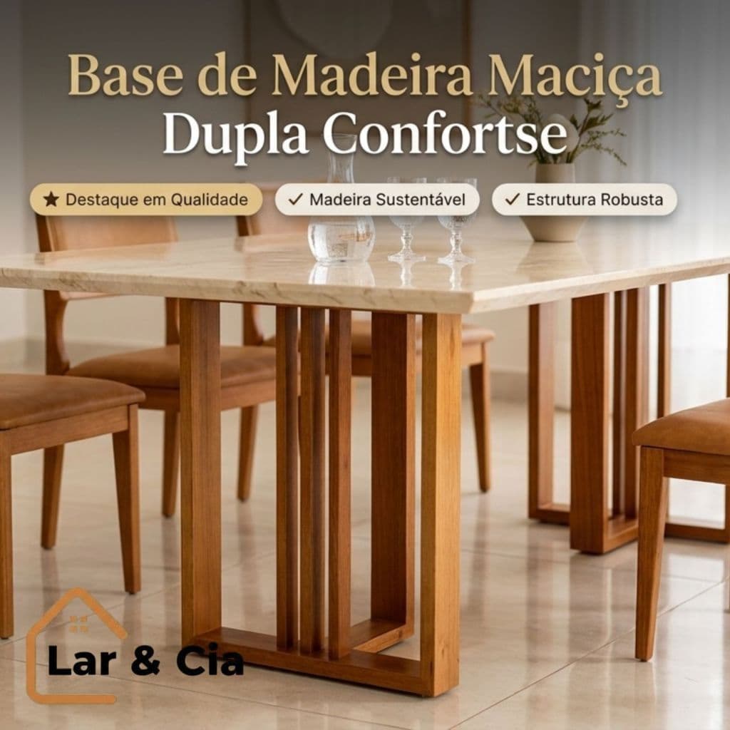 Base para Mesa de Jantar Dupla Confortse em Madeira Maciça Resistente e Elegante