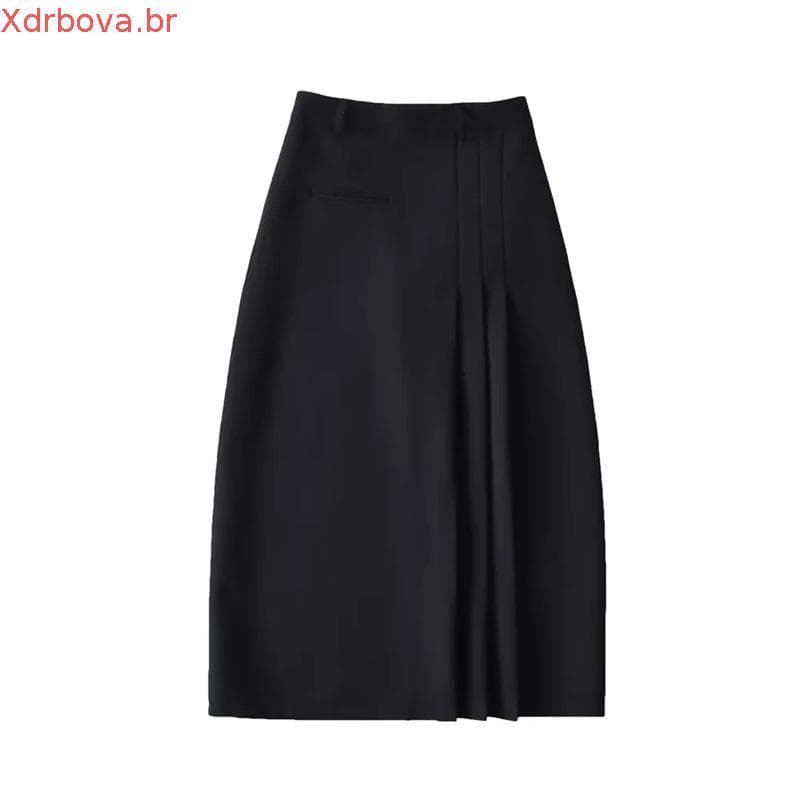 Saia longa de terno plissado irregular, saia longa feminina plus size, gorda mm, cintura alta, saia plissada, design