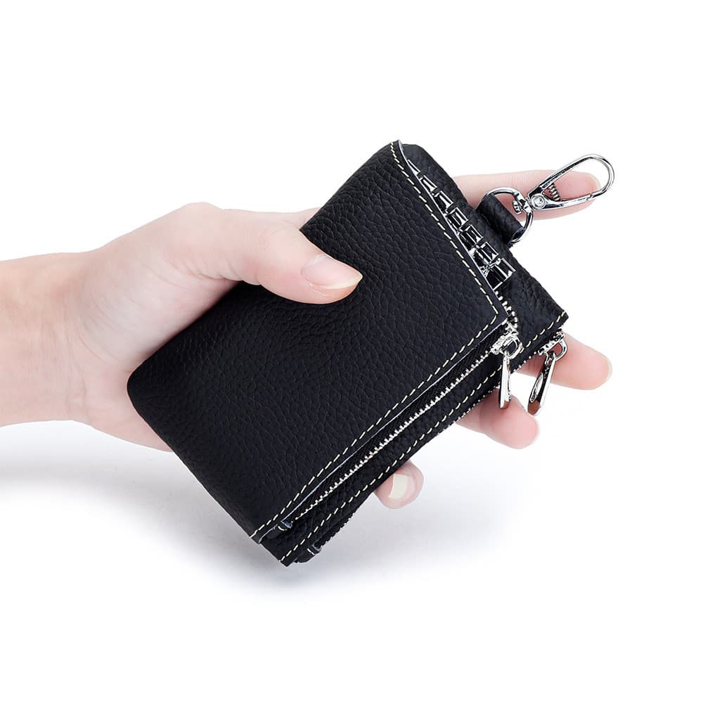 Couro multifuncional caso chave feminino grande capacidade mudança chave saco de armazenamento couro genuíno caso chave