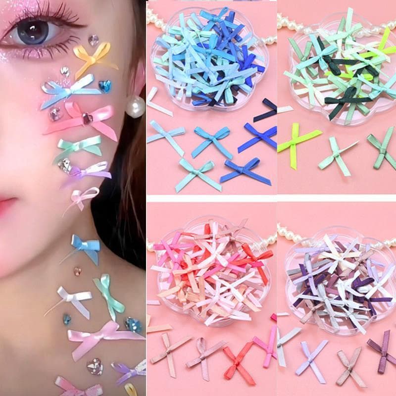 Concerto ins Ballet menina fita maquiagem adesivo diamante rosa arco strass adesivo rosto nó olho decoração