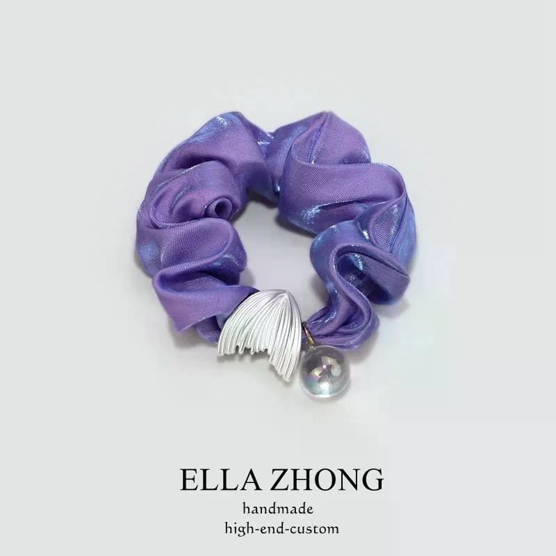 [Laço de cabelo roxo Hepburn estilo sereia Ji High-End luz luxo rabo de peixe laço de cabelo círculo intestino gordo ven