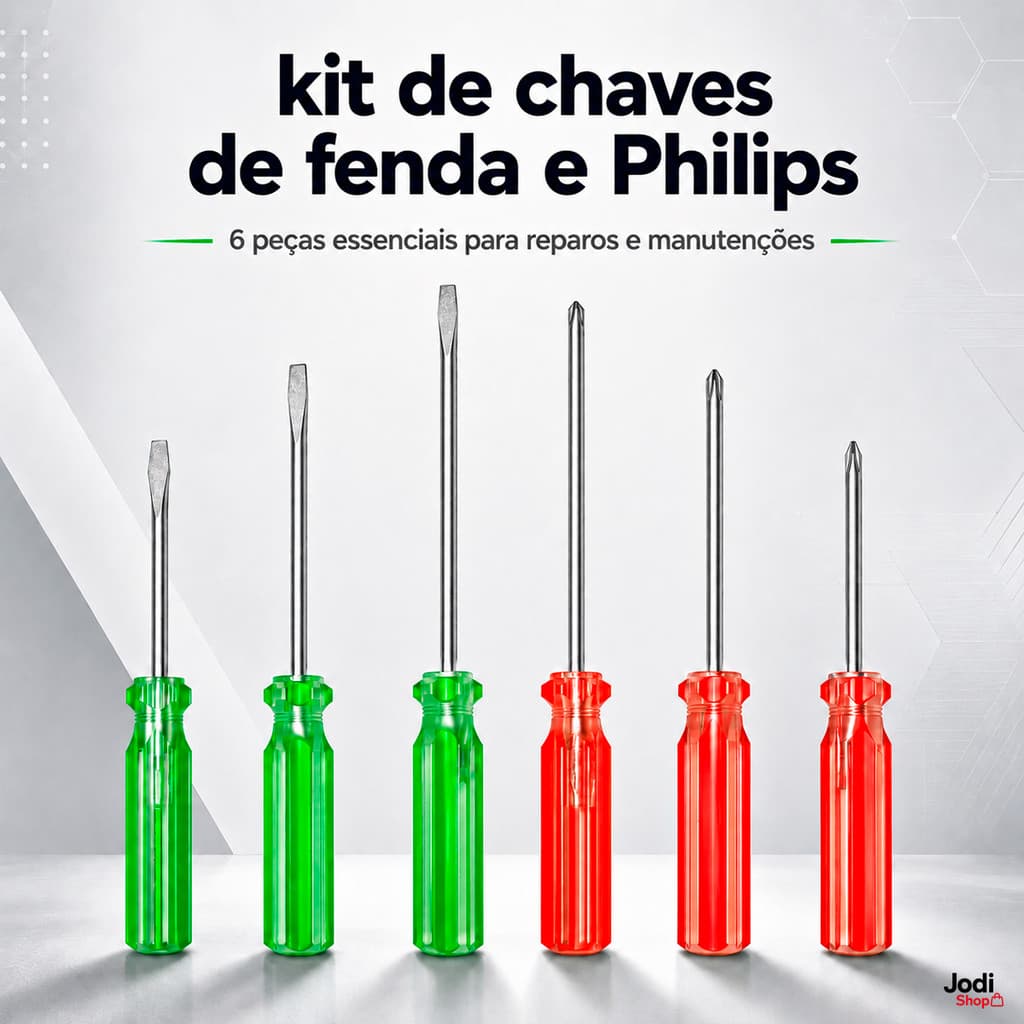 Chave De Fenda E Philips Com Ponta Imantada Com 6 Pecas Com Imã