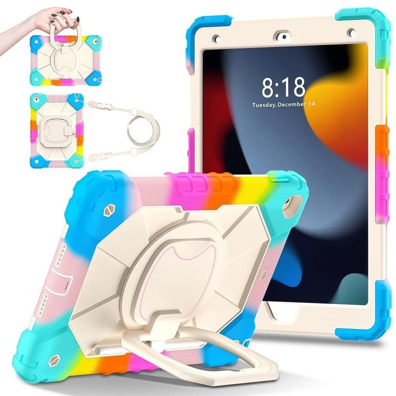 Capa Infantil Antichoque para iPad 10 com Alça, Suporte 360°,Protetor de Tela e Porta Lápis
