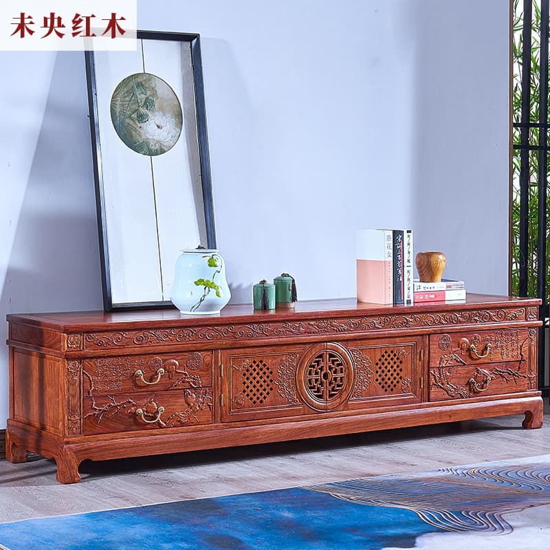 Armário de TV em mogno, piso de madeira maciça, sala de estar, móveis de mogno, jacarandá africano, novo estilo chinês A