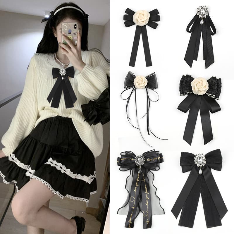 Uniforme escolar gravata borboleta feminino estudante formatura foto camisa fita japonesa doce estilo ocidental preto jk