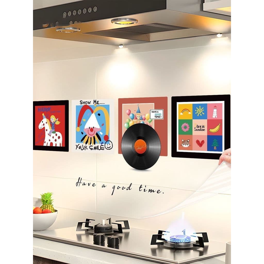 Cozinha dos desenhos animados criativo à prova de óleo à prova dwaterproof água adesivo estático exaustor dedicado chama