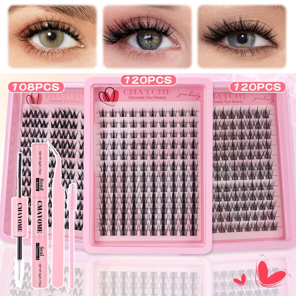 Cílios postiços de fada, conjunto único de cílios postiços de 8-16mm, conjunto de cola para extensão de cílios postiços,