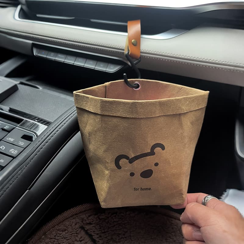 Lata de lixo do carro papel Kraft saco de armazenamento do carro saída de ar do carro saco de lixo lavável pendurado sac