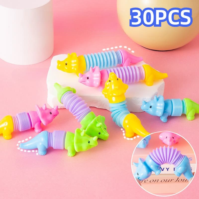Conjunto de 30 peças de brinquedos de dinossauros extensíveis para ventilação e alívio do estresse, pequenos animais ext