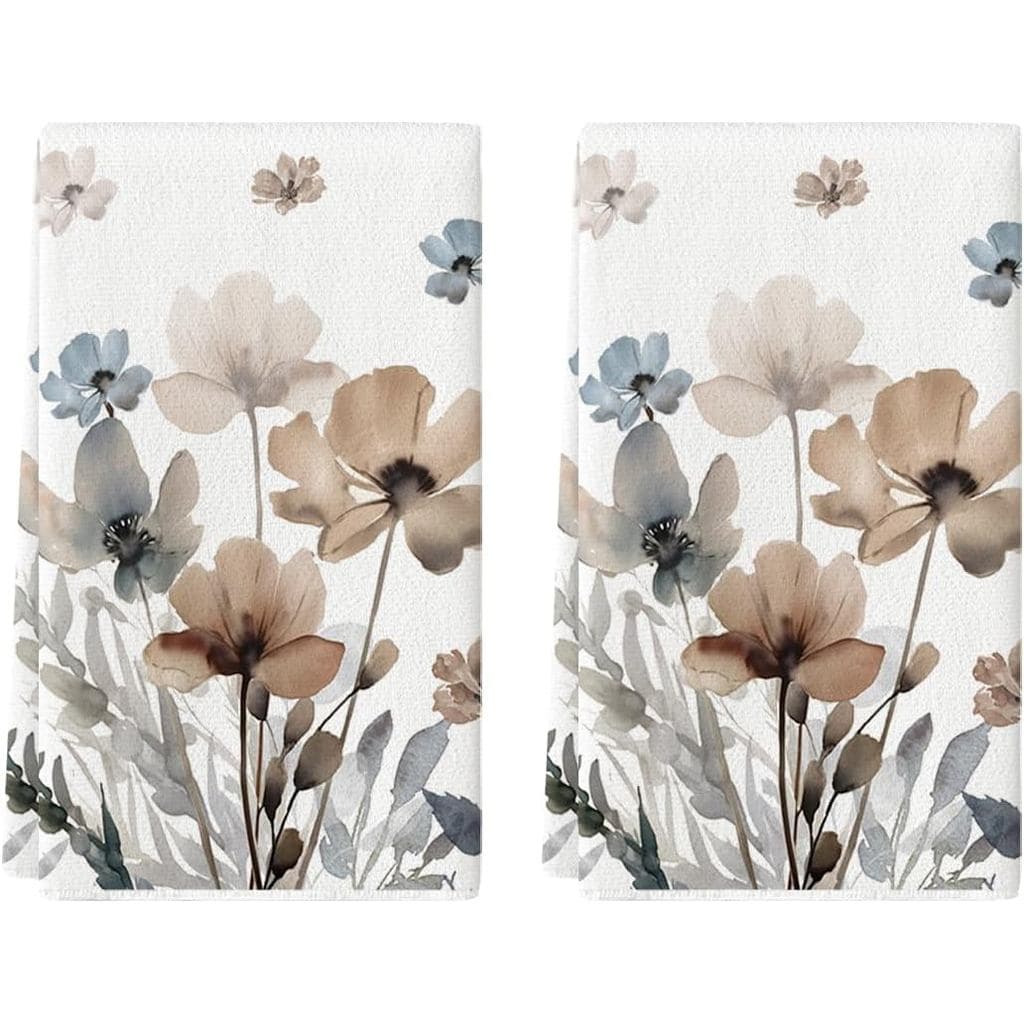 Toalhas de Cozinha Artoid Mode com Estampa Floral de Papoulas Marrons, 18x26 Polegadas, Decoração Sazonal de Verão, Conj