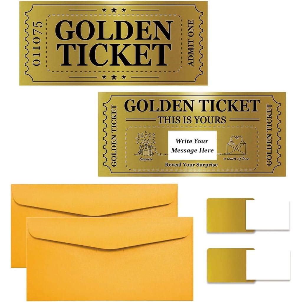 PLIGREAT Pacote com 2 Cartões Raspe e Ganhe Dourados com Envelopes, Presente Surpresa para Escrever Seu Próprio Cartão,