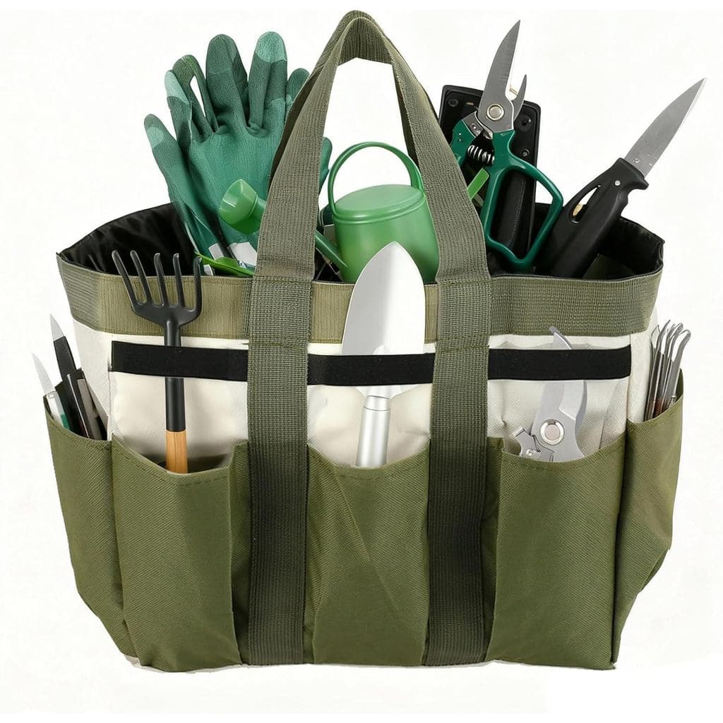Bolsa Organizadora de Ferramentas de Jardim com 8 Bolsos, Tiras Elásticas e Alças Resistentes, Organizador de Oxford de