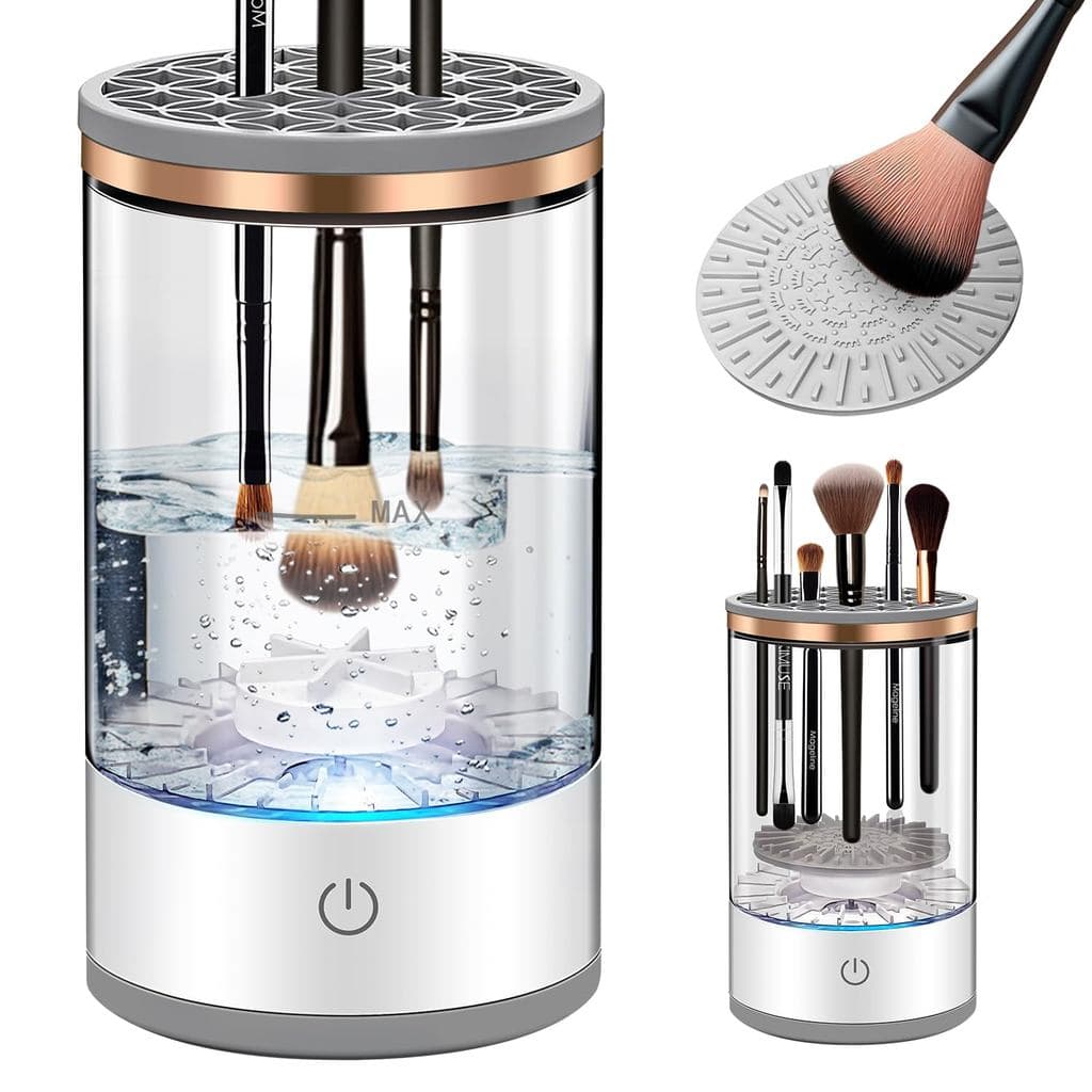 Limpador Elétrico de Pincéis de Maquiagem com Tapete de Limpeza, Carregamento USB, Limpador Automático de Pincéis de Maq